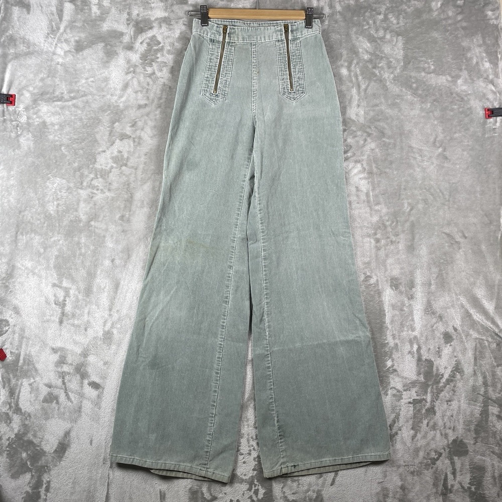 Vintage 70s Bell Bottom Corduroy Pants Fits 25x33 TALON Zip Hippie Flare Cotton